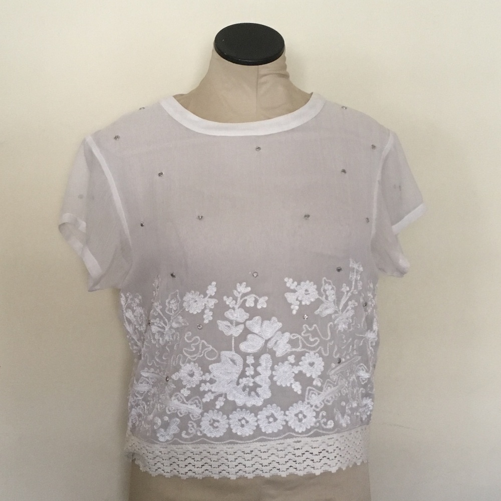 ANTHROPOLOGIE - Vanessa Virginia Embroidered Crop, - Picture 3 of 6